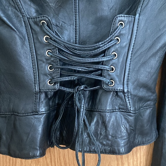 Affliction hooded black leather jacket - Picture 5 of 6